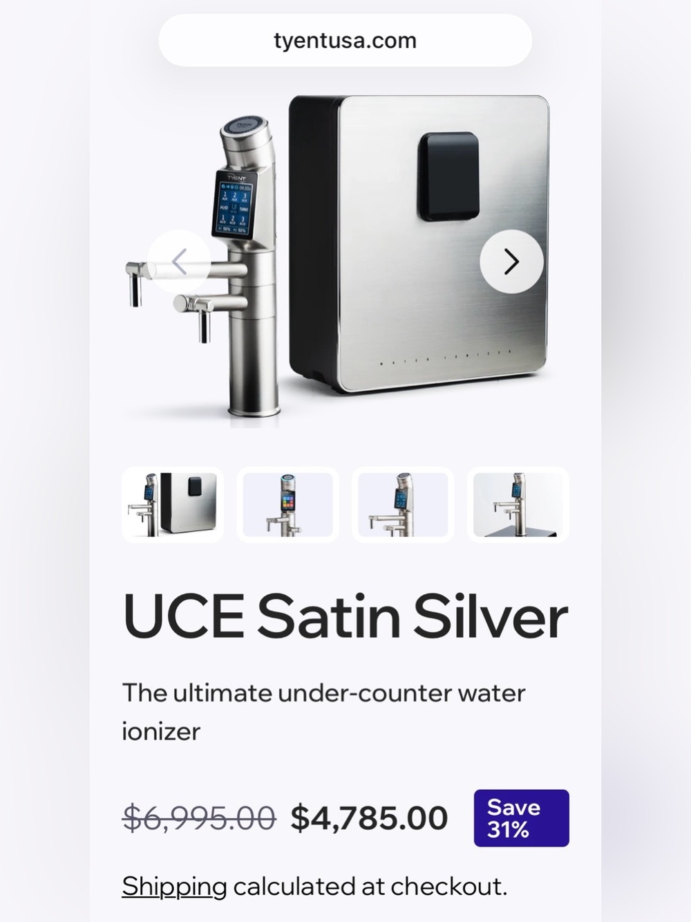 Rettin Tyent under-counter water ionizer system